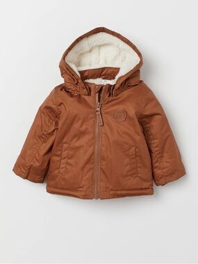 H&M Brown Hooded Jean-Style Kids Jacket with Cream Lining